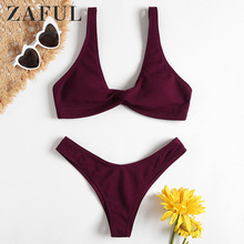 Zaful-conjunto de biquíni liso com cintura baixa, push-up, roupa de banho feminina, transparente, moda praia, verão 2021 2024 - compre barato