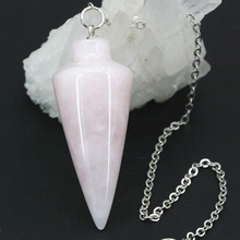 Natural Stone Pendant Pyramid Reiki Pendulum Healing Chakra Amulet Pink Chalcedony Jades Drop Pendants DIY Jewelry 18x40mm A76 2024 - buy cheap
