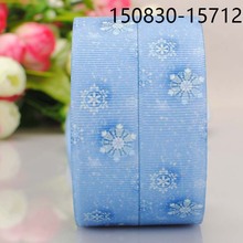 free shipping 50 yards 1 " 25 mm blue snowflake pattern printed grosgrain tape ribbon DIY handmade hair  tie 2024 - buy cheap
