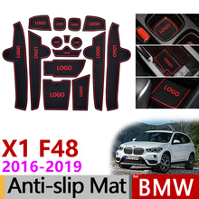 Anti-deslizamento porta entalhe esteira de borracha coaster para bmw x1 f48 2016 2017 2018 2019 acessórios do carro adesivos estilo 15 pçs vermelho branco balck 2024 - compre barato