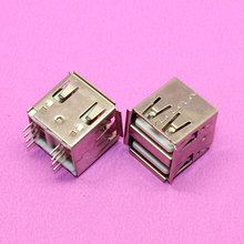 Yuxi novo conector usb 2.0 jack duplo, conector fêmea 180 graus (h = 14) 2024 - compre barato