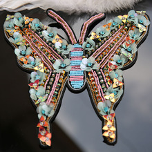 Parches de cuentas de mariposa hechos a mano en 3D para ropa, DIY, coser en lentejuela, Diamante de imitación, apliques bordados, decoración de parche grande 2024 - compra barato