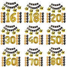 1 16 18 20 21 30 40 50 60 70 80 years old happy Birthday Paper Banner Number balloons kid Adult Birthday Party Decoration favor 2024 - buy cheap