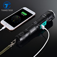 military police use flashlight waterproof T6 long range rechargeable LED light riding hunting torch tactical flashlight 18650 2024 - buy cheap