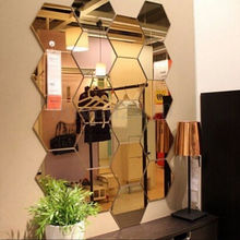 3D зеркальная Шестигранная Съемная Настенная Наклейка Faroot, наклейка для домашнего декора комнаты, искусство «сделай сам» 2024 - купить недорого