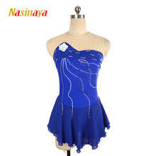 Nasinaya Figure Skating Dress Customized Competition Ice Skating Skirt for Girl Women Kids Gymnastics Navy Blue 2024 - buy cheap