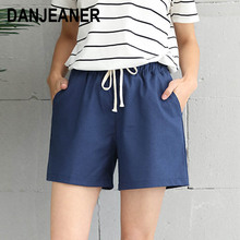 Danjeaner S-3XL Plus Size Drawstring Elastic Waist Cotton and Linen Wide Leg Shorts Women Summer Solid Casual Hot Pants 2024 - buy cheap