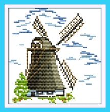 Small Windmill cross stitch kit lanscape garden 14ct 11ct count printed canvas stitching embroidery handmade plus 2024 - buy cheap