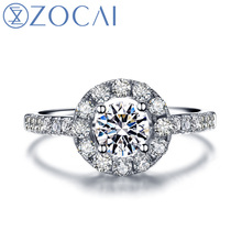ZOCAI 1.0ct сертифицированные, подлинные обручальные кольца с бриллиантами 18K кольцо с белым золотом W05486 2024 - купить недорого