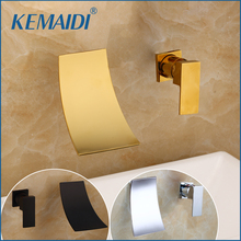 Kemaidi-torneira de cachoeira preta, cromada, montagem na parede, estilo cascata, misturador de única peça, para banheiro 2024 - compre barato
