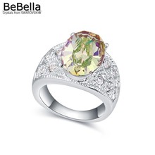 BeBella-Anillo de cristal redondo para mujer, lujoso anillo para mujer, hecho con Cristales austriacos de Swarovski, regalo para mujer 2024 - compra barato