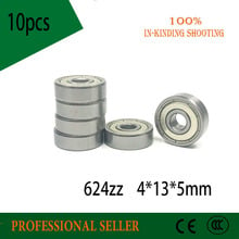 Free shipping good quality 10PCS  624 ZZ 624ZZ ball bearing 4*13*5mm 4x13x5mm chrome steel bearing  624-2Z 2024 - buy cheap