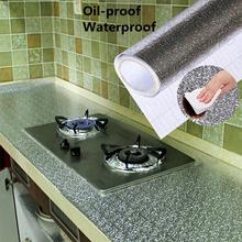 Asypets 1m/2m/3m/5m cozinha à prova de óleo fogão armário adesivos auto-adesivo folha de alumínio mesa gaveta diy papel de parede 40cm largura 2024 - compre barato