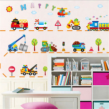 Cartoon children room wall stickers for kids room boy bedroom wall decals 3D car Poster Mural 2024 - buy cheap