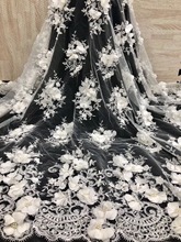 3d flower Lace fabric SYJ-103111 with beads embroidered lace Fabric For Nigerian Party's Dress 2024 - buy cheap