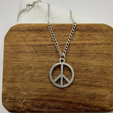 Corrente com pingente símbolo da paz, colar longo de prata para homens e mulheres 2024 - compre barato