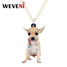 WEVENI Original Acrylic Sitting Belt Chihuahua Puppy Dog Necklace Pendant Chain Choker Bijoux Jewelry For Women Girls Dropship 2024 - buy cheap