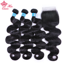 Cambodian Body Wave Hair Bundle With Lace Closure 100% Human Hair Bundles with Frontal Natural Color Queen Hair Official Store 2024 - buy cheap