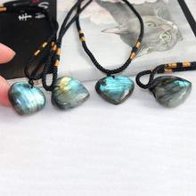 Natural Love Heart Shape Labradorite Moonstone Pendant Necklace Jewelry Gift new 2024 - buy cheap