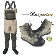 Fly Fishing Hunting Pants and Shoes Outdoor Waterproof and Breathable Wader Clothes Chest Overalls with Fishing Shoes LXM1 2024 - buy cheap
