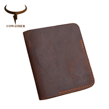 COWATHER top quality Crazy horse leather mens wallet  for men 2021 new design vertical style coffee black purse 114free shipping 2024 - buy cheap