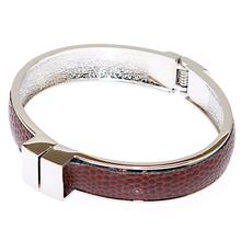 Trendy Leather Bangle Openable Metal Bangle With Coffee Snakeskin High Quality Plated Fashion Bangles 50634 2024 - buy cheap