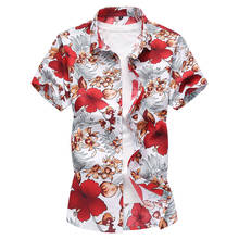 Mens Hawaiian Shirt Male Casual camisa masculina Printed Beach Shirts Short Sleeve brand clothing Free Shipping Plue Size 2024 - buy cheap
