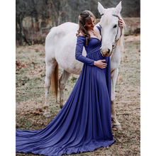 Long Tail Maternity Dresses For Photo Shoot Maternity Photography Props Maxi Dresses For Pregnant Women Clothes Pregnancy Dress 2024 - buy cheap