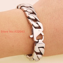 8.26 *15mm Fashion Men's Boy's Heavy Curb Cuban Silver color Polishing 316L Stainless Steel Chain Bracelet Wholesale Top Quality 2024 - buy cheap