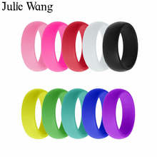Julie Wang 10PCS/Set 8mm Men Women Silicone Solid Color Ring Sets Wear For Fashion Yoga Sport Gym Rings Party Wedding Gift 2024 - buy cheap