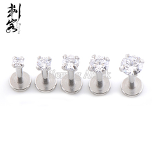 Body Jewelry Internal Threaded CZ Prong Set Monroe Lip Ring Labret Piercing 2024 - buy cheap