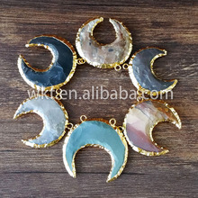Holiday Sale Gold moon stone Pendant with gold dipped electroplated crescent stone horn pendant WT-P402 2024 - buy cheap