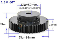 Spur Gear pinion teeth width 15mm 1.5M 60T 1.5mod gear rack 60teeth  bore 8/10/12/15/16/17/20mm 45 steel cnc rack and pinion 2024 - buy cheap