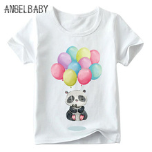 Children Panda Bear Floating Meditation Print Funny T shirt Boys and Girls Summer Tops Kid Soft White T-shirt,ooo2104 2024 - buy cheap