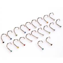 60pcs/lot Stainless Steel Crystal Stone Nose Studs Trendy Hook Bar Pin Rhinestone Nose Rings Body Piercing Jewelry for Women 2024 - buy cheap