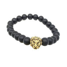 2016 Tiger Eye Lion Head Bracelet Buddha beads Bracelets Bangles Charm Natural Stone Bracelet Men Jewelry pulseras hombre 2024 - buy cheap