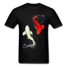 Camiseta con estampado de peces Koi para hombre, Camiseta corta informal a la moda con estampado de marca para adolescentes y Lobo 2024 - compra barato