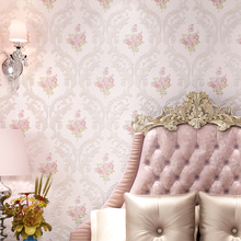 beibehang Warm pink pastoral wallpaper Bedroom 3D embossed nonwoven wallpaper Large flower living room TV background Wallpaper 2024 - buy cheap