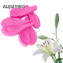M1390 4pc/set DIY flower Cake Tools Lily petals silicone mold dessert Decorating Gumpaste fondant Polymer Clay craft Resin mould 2024 - buy cheap