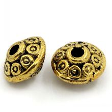 DoreenBeads Retail Spacer Beads Flying Saucer golden tone Dot Carved 6.5mm Dia,Hole:Approx 1mm,200PCs 2024 - buy cheap