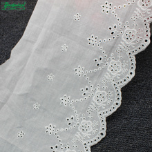 YACKALASI 10 Yds 100% Cotton Lace Eyelet Embroidered Fabrics Swiss Cotton Voile Appliqued 3D Flower Trims Diy NatureWhite 20cm 2024 - buy cheap