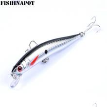 FISHINAPOT 1PCS 9.7cm /8.6g Fishing Lure Minnow Hard Bait with 2 Fishing Hooks Crankbait Wobblers Fishing Tackle Pesca 3D Eyes 2024 - buy cheap