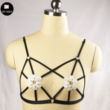 women Kawaii Gothic body harness white Flower bondage lingerie sexy harness cage bra wedding pole dance body harness bra belt 2024 - buy cheap