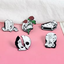 SexeMara New Hyperbloe Alloy Skull Brooch Personality CartoonTattoo Pattern Oil Enamel Pin Badge Brooch For Women 2019 Hot Sale 2024 - buy cheap