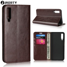 Luxury Genuine Leather Wallet Case Cover For Samsung Galaxy A7 2018 Phone Accessory Flip Cover Protective Case 2024 - buy cheap