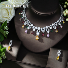 Hibride conjunto de joias de luxo feminino, 2 peças, com borlas, estilo nigeriano, zircônio, casamento, estilo indiano africano 2024 - compre barato