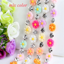 1Yd 5Colors Resin Daisy Sew-on Rhinestone Chain Wedding Costume Trims Neckline Skirt Headdress Hair Acc. RT0059 2024 - buy cheap