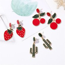 stud earrings Trendy fruit stud earrings female Popular jewelry fruit earring strawberry cherry red stud earrings for women 2024 - buy cheap