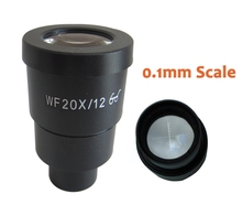 1 ud. WF20X 12mm lente ocular alta para microscopio estéreo con tamaño de montaje de 30mm y regla de retícula de escala de lectura 0,1mm 2024 - compra barato