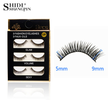 SHIDISHANGPIN 1 box lashes natural long makeup false eyelashes synthetic hair lashes plastic cotton stalk 3 pairs eyelashes BL9 2024 - buy cheap